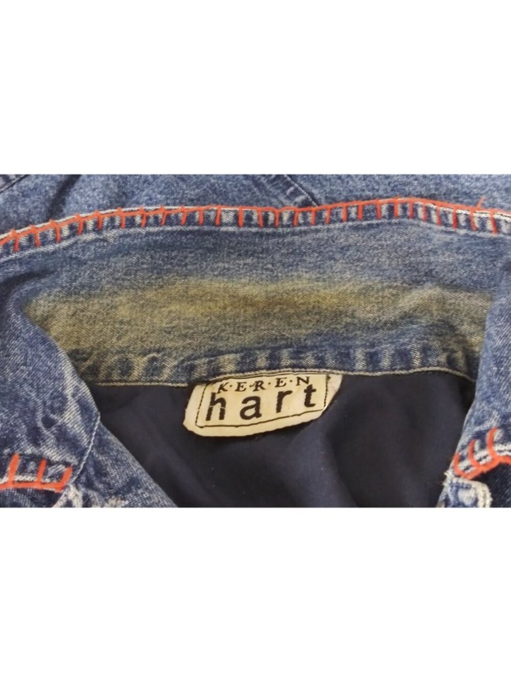 Keren Hart Embroidered Colorful Southwestern Boho Jean Jacket Size Large - Picture 7 of 8